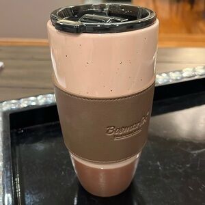 Peach Speckled Two Tone Ceramic ToGo Coffee Tea Mug New In Box 16oz It#B01